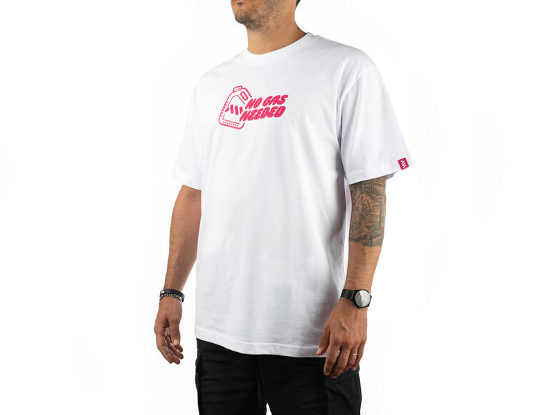 AMS No Gas White Oversize tee full front model