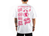 AMS No Gas White Oversize tee full back model flat