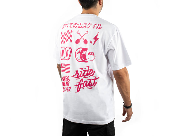 AMS No Gas White Oversize tee fukll back model