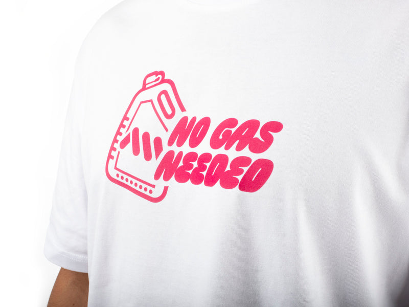 AMS No Gas White Oversize tee detail chest