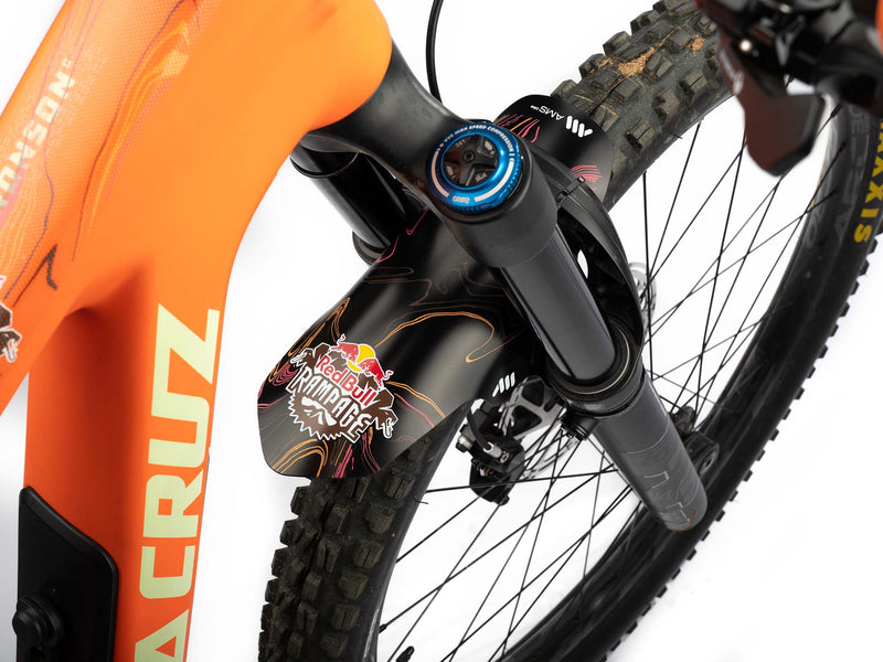 AMS X Red Bull Rampage Ridgeline design Brown installed on front fork