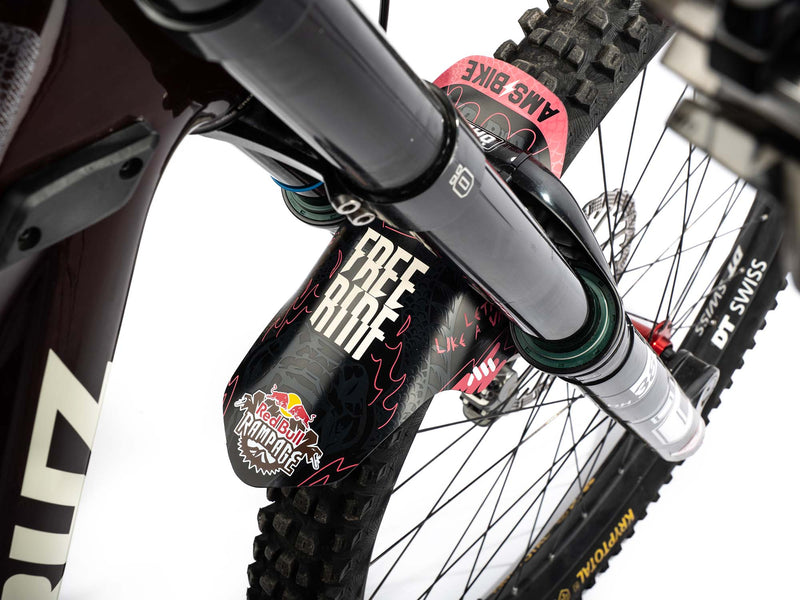 AMS X Red Bull Rampage Freeride design on a mtb fork top view