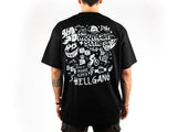 AMS Oversize Black T-Shirt Hell Gang on model back