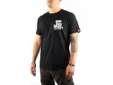 AMS Ride Dirt Bikes T-shirt in Black on model front 3 quarters