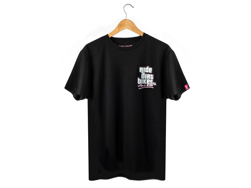 AMS Ride Dirt Bikes T-shirt in Black on hanger front