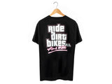 AMS Ride Dirt Bikes T-shirt in Black on hanger back