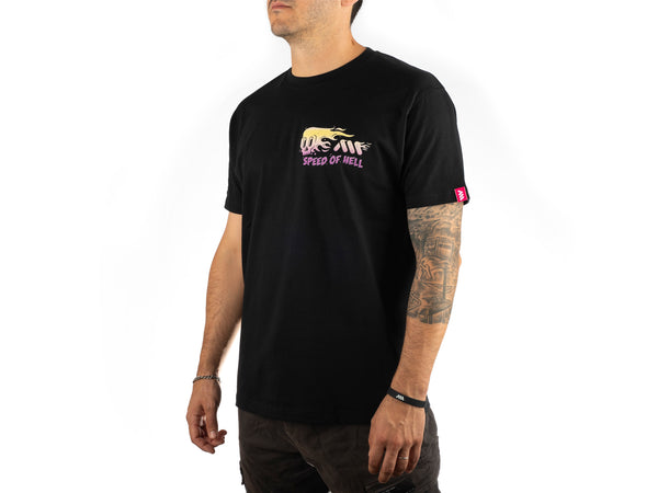 AMS Speed of Hell t-shirt in Black in model full front 3 quarters