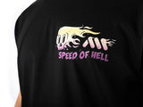 AMS Speed of Hell t-shirt in Black in model detail front 3 quarters